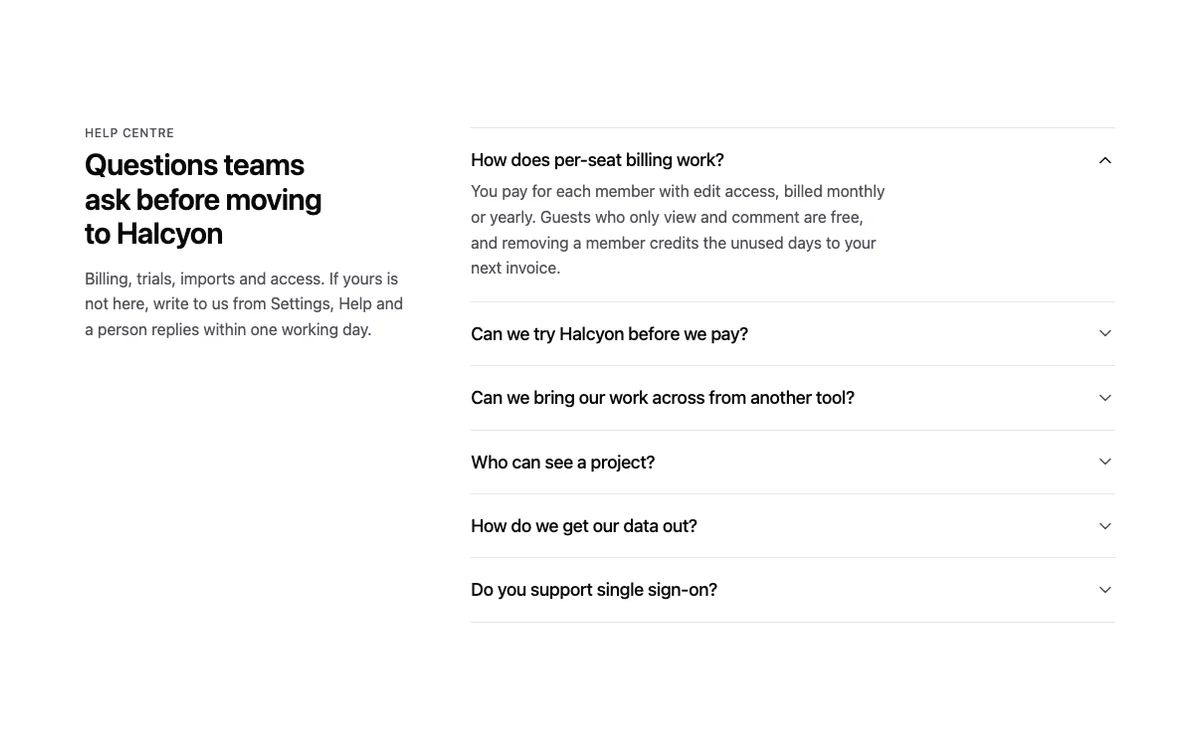 FAQ accordion preview