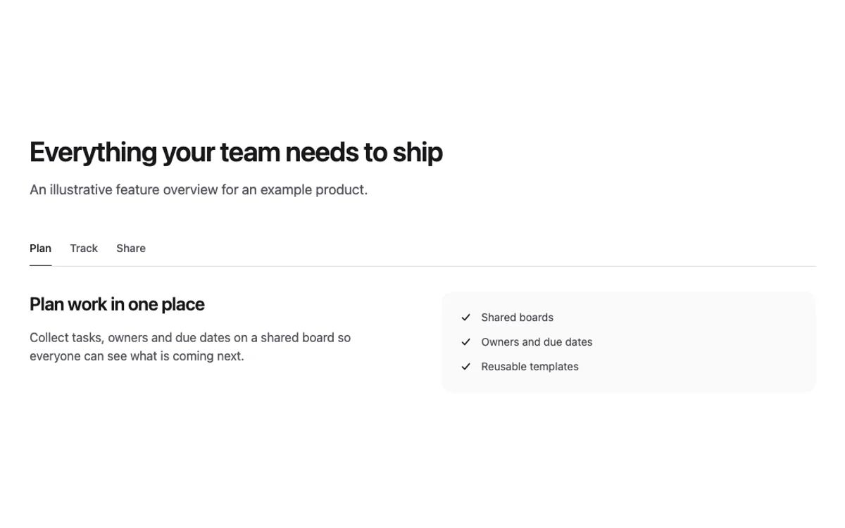 Feature tabs preview