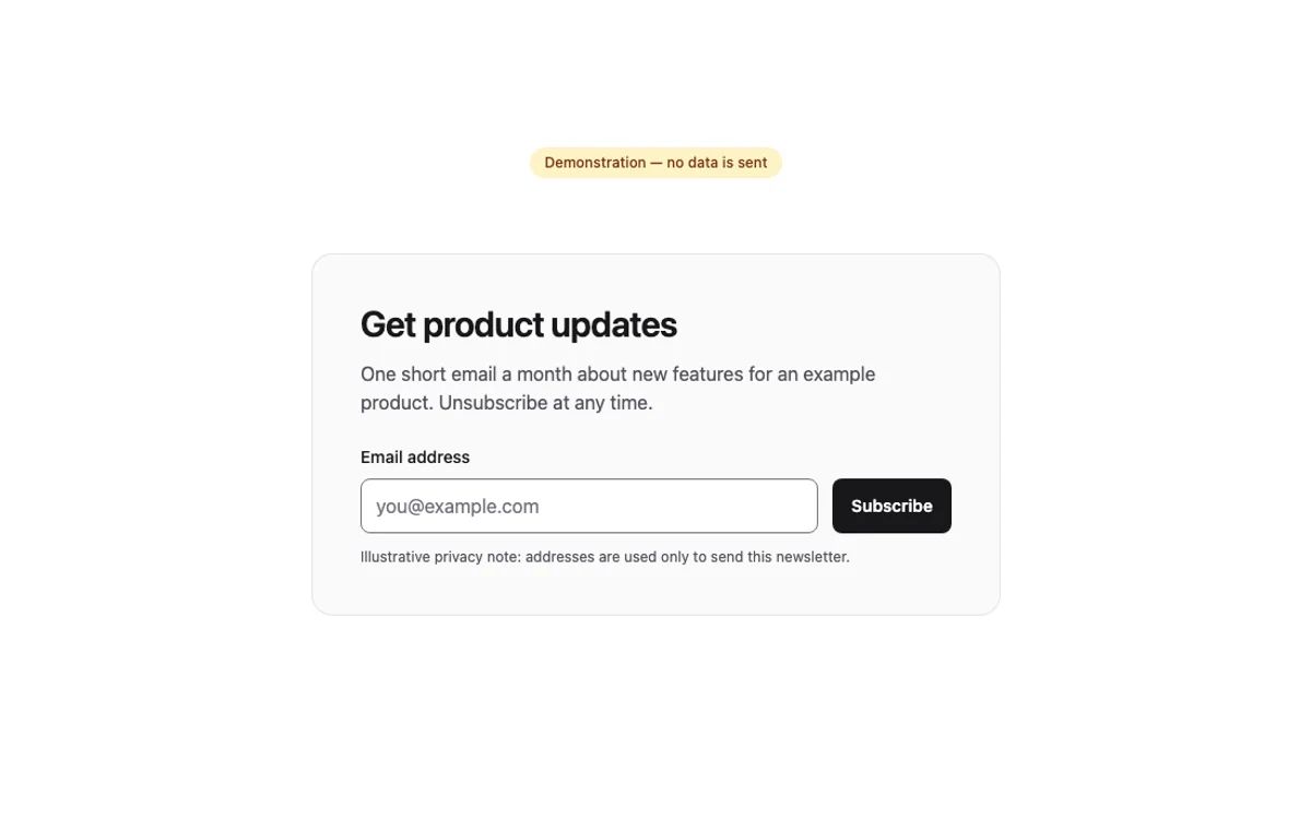 Newsletter signup preview