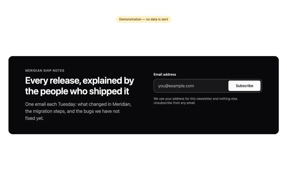 Newsletter signup preview